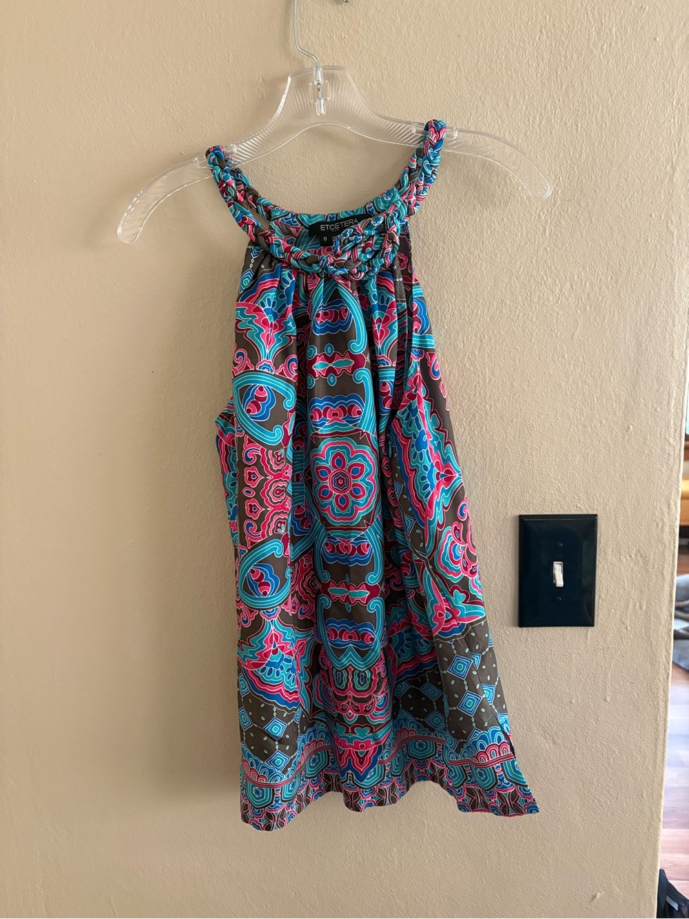 Etcetera Silk Dress with Turquoise & Pink Paisley Print